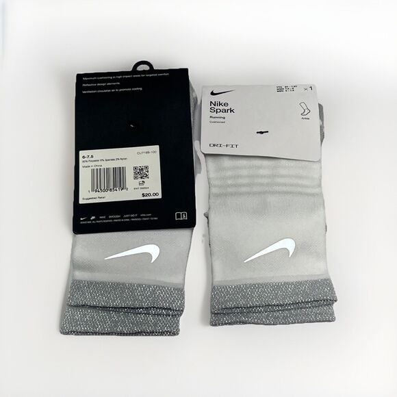 Lot Of 2 Nike Men's Women's Spark Cushioned Running Crew Socks Medium $20 White - Picture 1 of 3